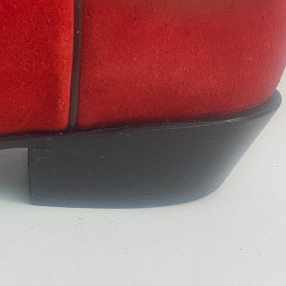 Lane Red Cowboy Suede Fringe Boots Sz. 9 1/2 Leather Exterior and Interior. - Picture 4 of 6